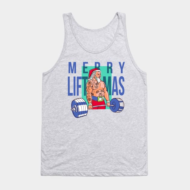 Merry Lift Mas Funny Christmas Tattooed Santa Tank Top by UNDERGROUNDROOTS